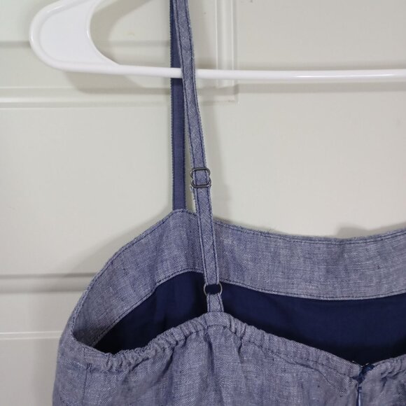Cynthia Rowley Romper Blue 100% Linen Womens Adjustable Straps Size 6 - Picture 6 of 9